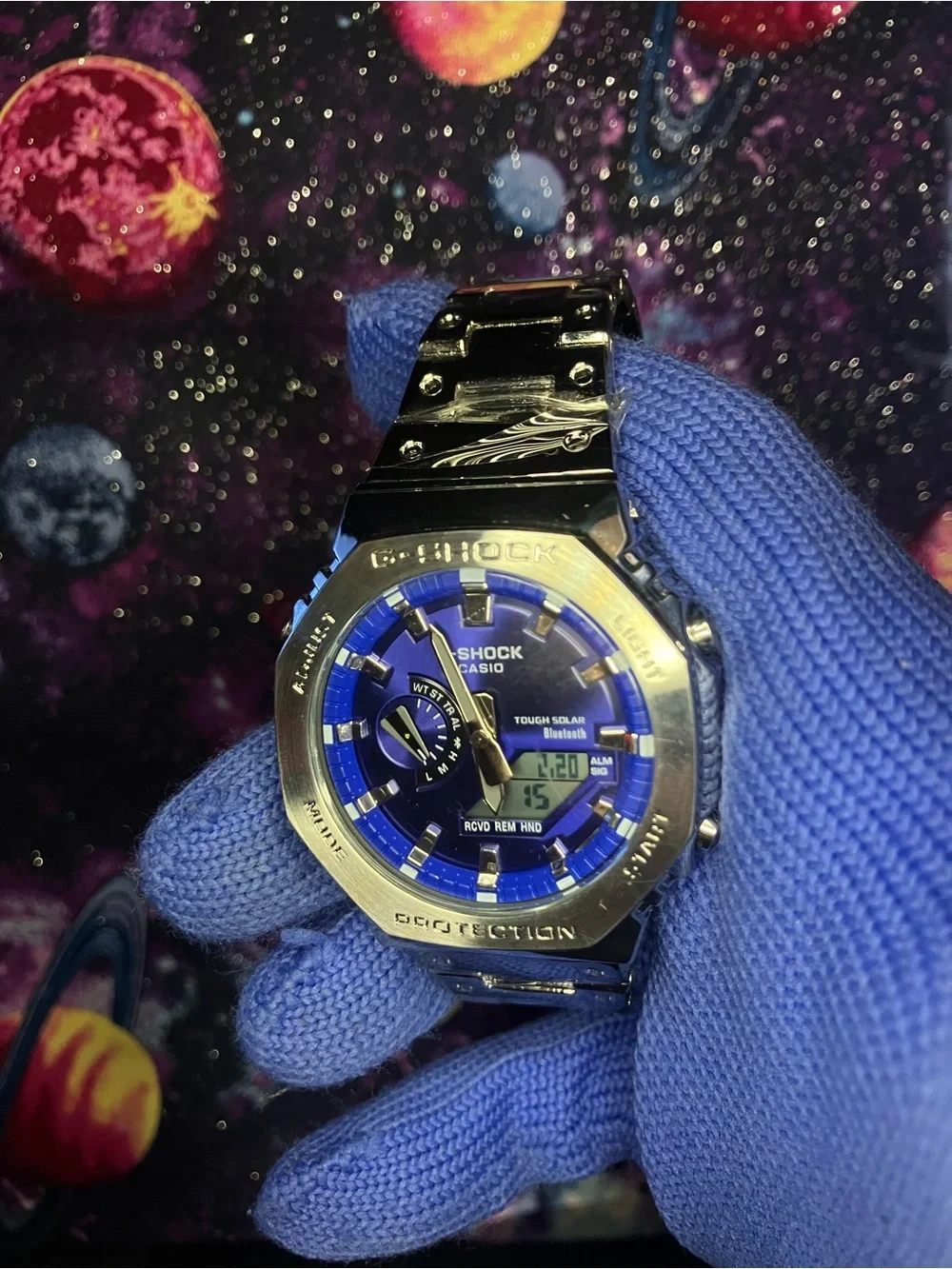 Custom G Shock Metal Silver and Purple Colorway